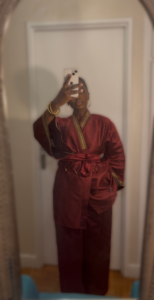Burgundy Kimono set