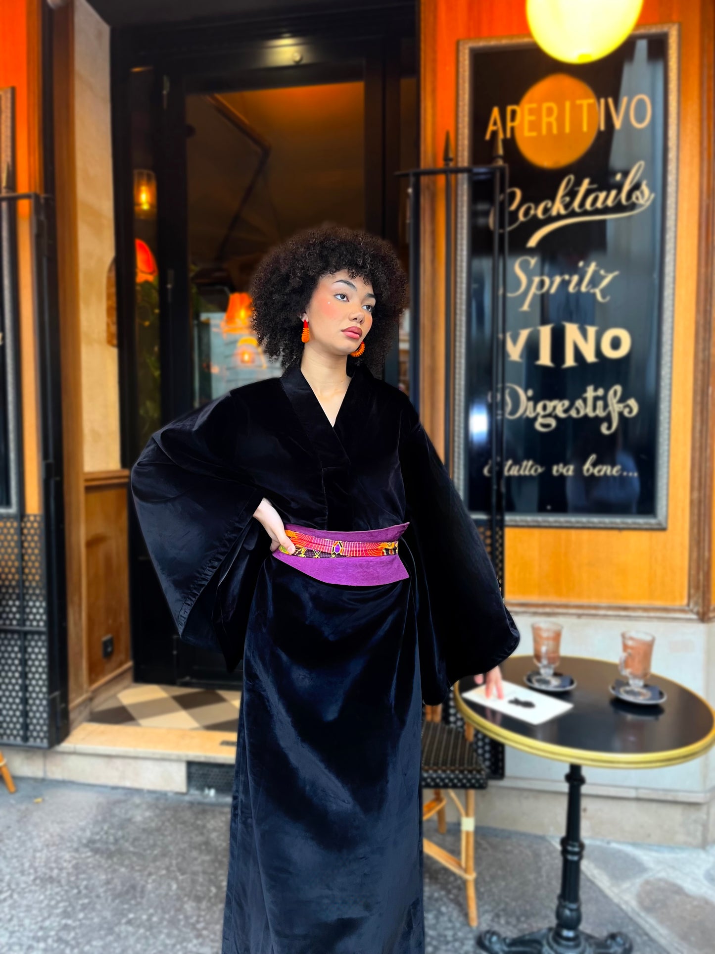 Robe Kimono en velours noir