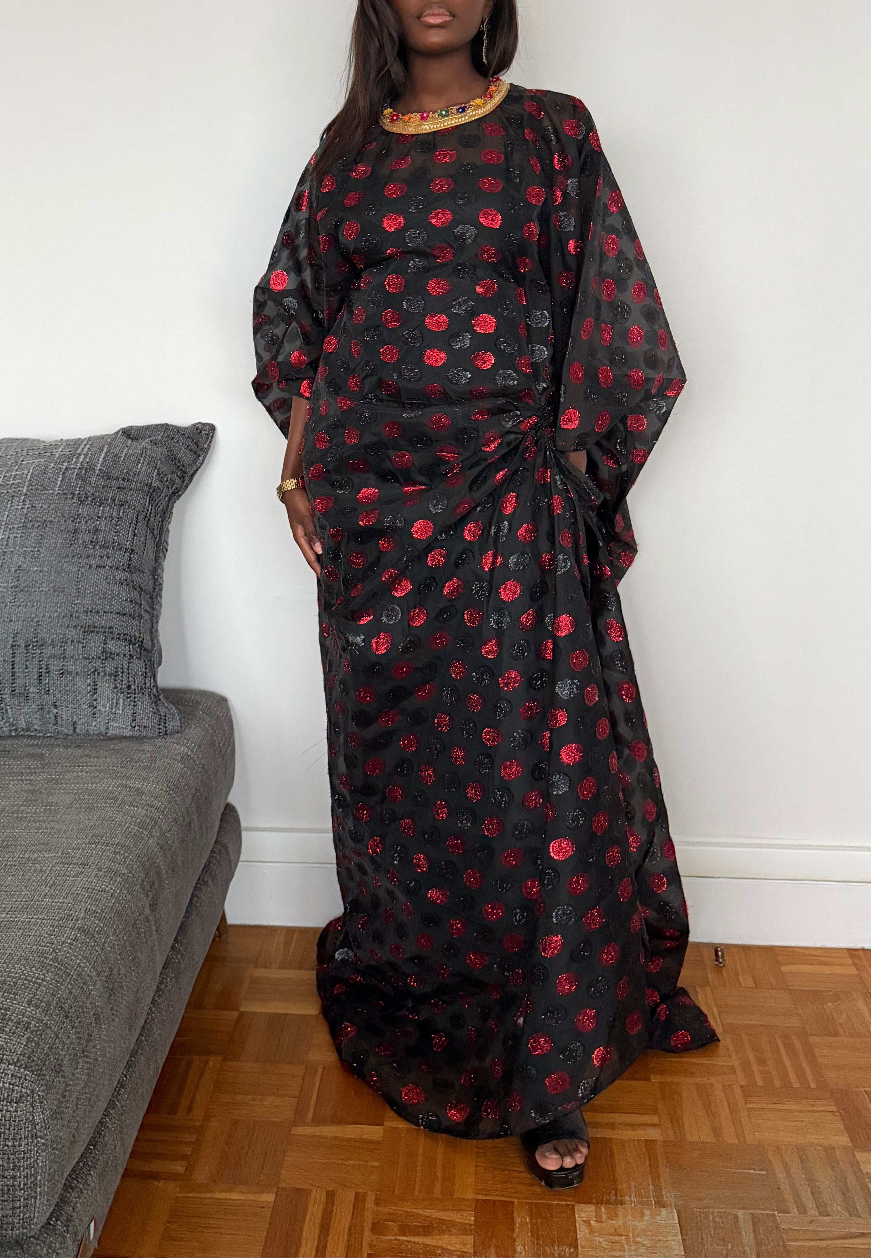 Tunique en organza et brocard noir