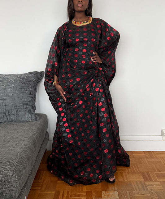 Tunique en organza et brocard noir