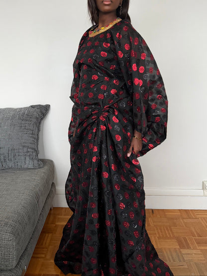 Tunique en organza et brocard noir