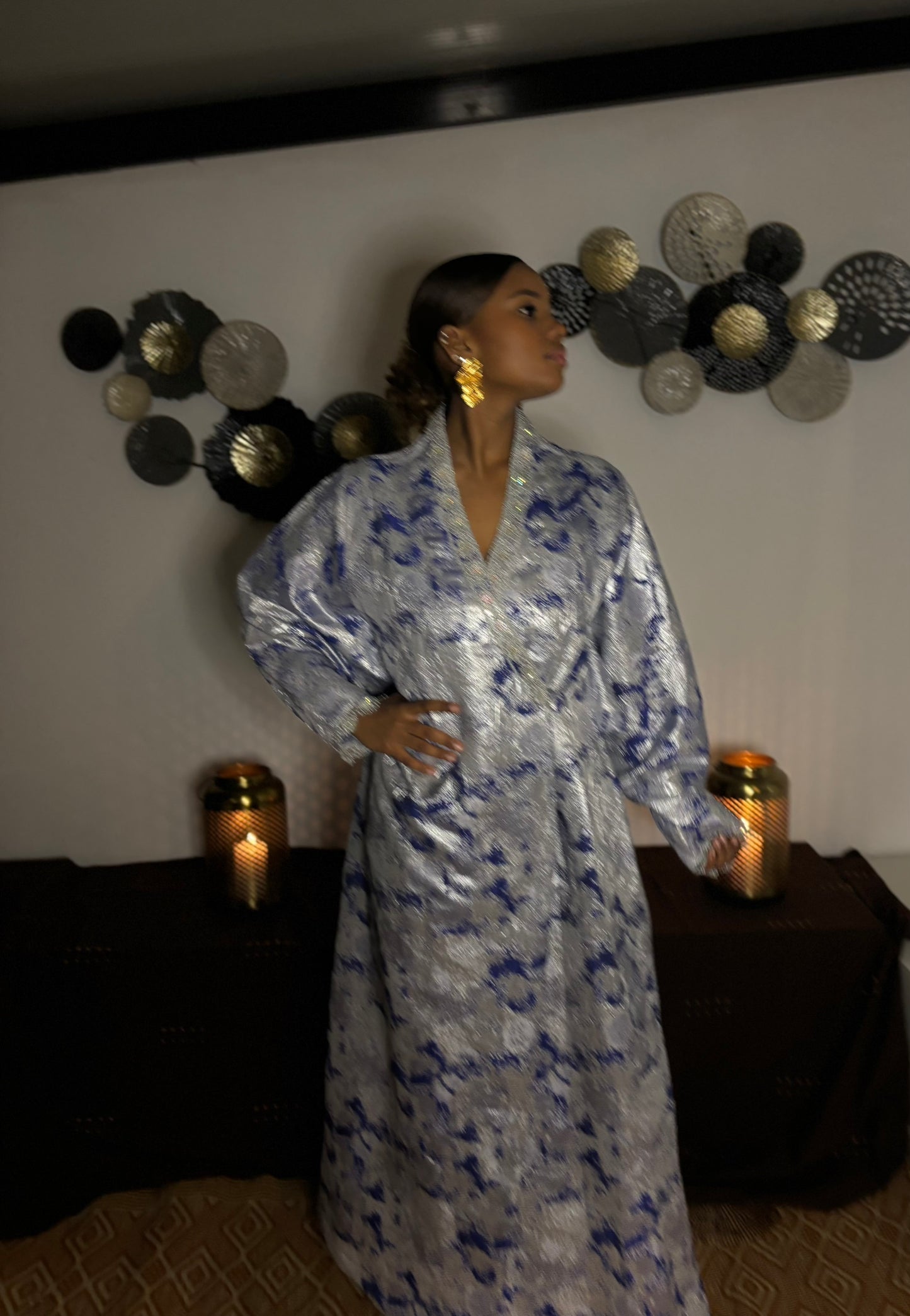 Kimono silver en brocart