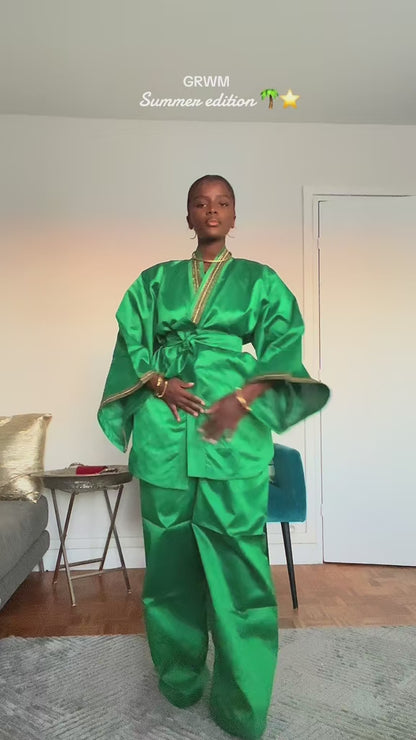Green kimono set